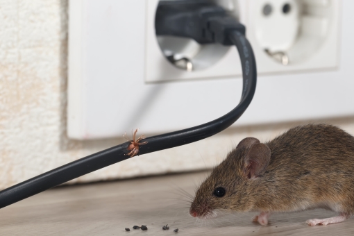 rat near an electrical outlet